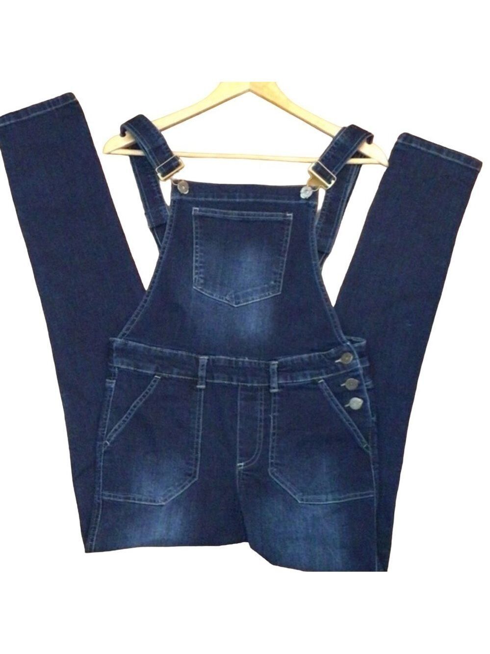 JEANIOLOGIE  BLUE denim OVERALLS  salopettes dark blue mid rise medium waist 6